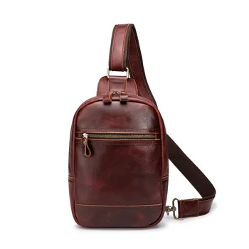 Популярната реколта мъжки нагрудная чанта за отдих, модерна чанта от естествена кожа, чанта-месинджър от волска кожа, нагрудная чанта за мобилен телефон 1