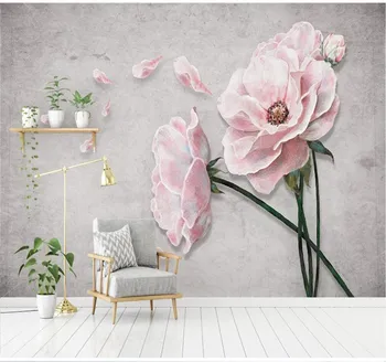 XUE СУ Големи потребителски декорация на дома тапети стенопис модерен минималистичен ръчно рисувани роза красив фон стенно покритие 1