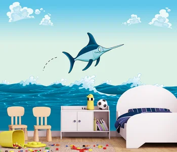 Потребителски фонови картинки делфин вълна стенопис спалня фонова стена 3d тапети muarl wapaper тапети стени, за да 3d 1