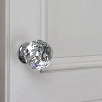Кристални копчета и Дръжки Невидима Система за Заключване на вратите Кръгъл Кристален Дръжка Чекмедже Дръжка на Шкафа за Мебели, Мебели за Спалня Врата 1