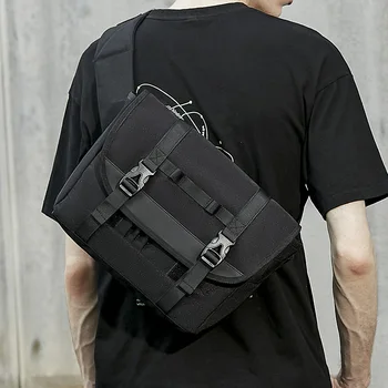 Градинска модерна чанта-месинджър в стил хип-хоп, мъжки Голямата Голям Оксфорд мъжка чанта през рамо, Модерен брандираната чанта на рамото, М... 1