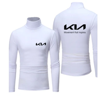 Нова МЪЖКИ hoody с високо воротом с логото на KIA в стил Харадзюку, однотонная висококачествен памучен тениска с дълги ръкави J