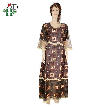 H & D африканска облекло за жени, традиционен плюс размера на африканска облекло Южна Африка, за дамски макси рокли дашики дълга рокля гел прическа 2