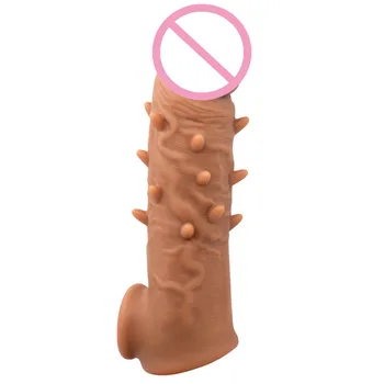 Лек стимулант на пелети с шипове силикон презерватив удължител ръкави, пенис удължител за пенис удължител ръкави член на презервативи за многократна употреба 2
