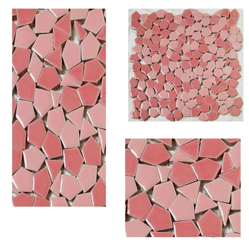 Розова керамична мозайка плочки неправилни форми на задния панел кухня, баня стената на басейна, декоративна керамогранитная плочки за градина салон пол 2