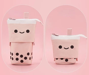 Падащ молив случай Korea Creative Сладък чай с мляко може да се съхранява в изправено телескопическом кръгла пенале. Торбичка за моливи 2