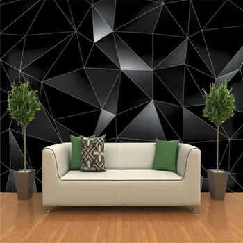 Потребителски Модерни Абстрактни 3D Черни Геометрични Полигональные Фотообои 3D Бар, Офис и Детска Стая Индустриален Декор на Стената Тапет 3D 2