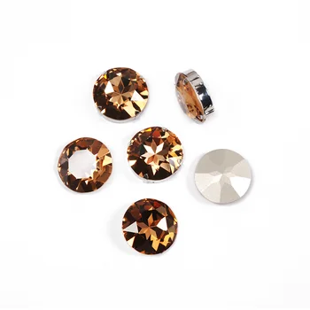 Светъл Колорадски Топаз с кръгла форма, Стъклена Crystal шият кристали с четири нокти Diy сватба облекло, Бижута 2