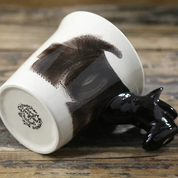 300 мл Черен Шотландски Териер Керамична Чаша 3D Карикатура на Животните Чаша Забавно Куче Кафеена Чаша Tazas De Ceramica Creativas 2