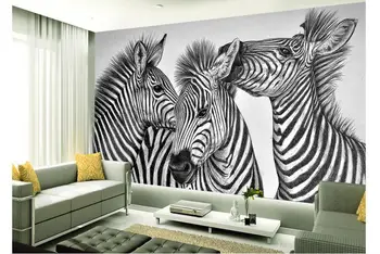 Потребителски фотообои 3d стенни тапети Черно-бели и абстрактни зебра разтегателен инсталиране на стенни рисувани тапети начало декор 2