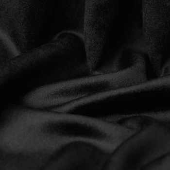 Специална черна дебела двустранен кашмир плат висок клас на поръчка есенно-зимния кашемировое палто, вълнена тъкан плат за дрехи 2