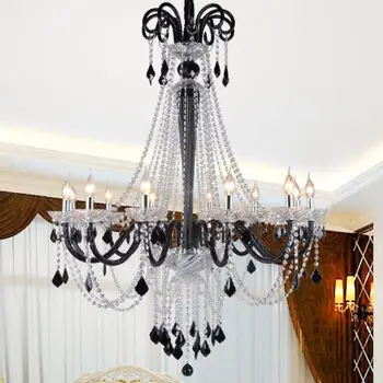 Кафе полилей в европейски стил, черно-бял кристален лампа, вила, стълбищна клетка, хотелска домакински полилей, осветление 2