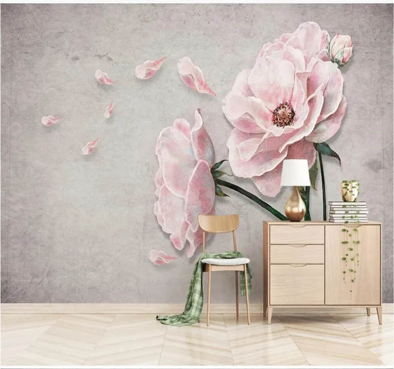 XUE СУ Големи потребителски декорация на дома тапети стенопис модерен минималистичен ръчно рисувани роза красив фон стенно покритие Изображение 1