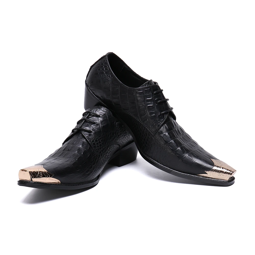 Christia Bella/ Класически мъжки обувки-Oxfords от естествена кожа, мъжки сватбени модела обувки с Дантела, Големи Размери, Увеличаване на Растежа, Офис обувки-дерби Изображение 2