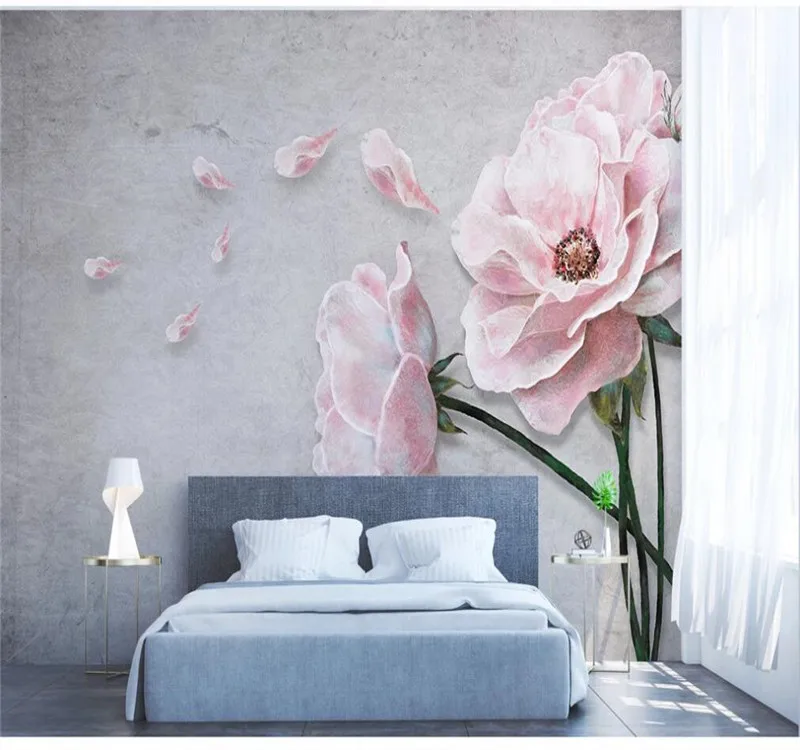 XUE СУ Големи потребителски декорация на дома тапети стенопис модерен минималистичен ръчно рисувани роза красив фон стенно покритие Изображение 2