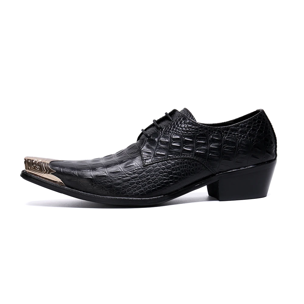 Christia Bella/ Класически мъжки обувки-Oxfords от естествена кожа, мъжки сватбени модела обувки с Дантела, Големи Размери, Увеличаване на Растежа, Офис обувки-дерби Изображение 3