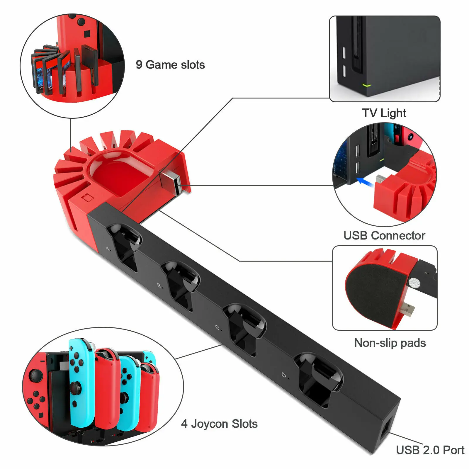Led зарядно устройство, Зарядно Устройство, Зарядно устройство Поставка Притежател на Карта за Nintendo Switch Joy-Против Изображение 3