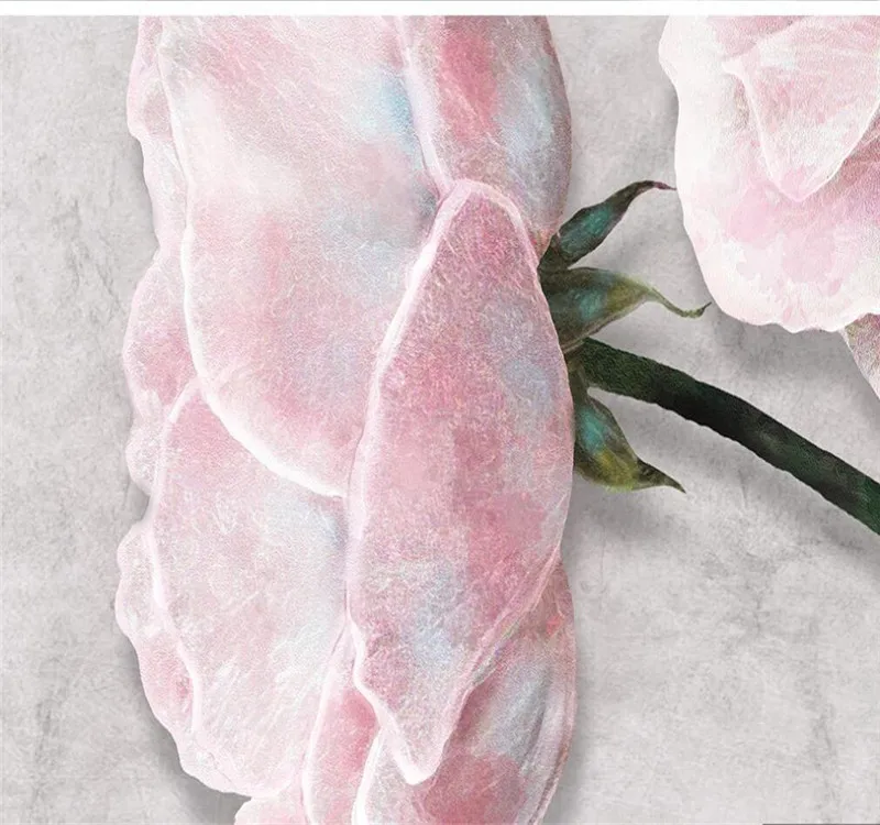 XUE СУ Големи потребителски декорация на дома тапети стенопис модерен минималистичен ръчно рисувани роза красив фон стенно покритие Изображение 3