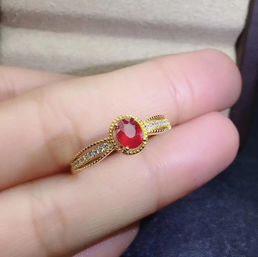 KJJEAXCMY изискани бижута от сребро проба 925, инкрустиран естествен рубиновым на скъпоценния камък, популярно женско пръстен, подкрепа за откриване, модерно Изображение 4